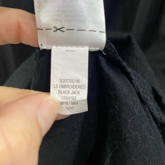 Women's Black Midi Shift Dress Floral Embroidered Boho Balloon Sleeve Size M - Picture 7 of 7